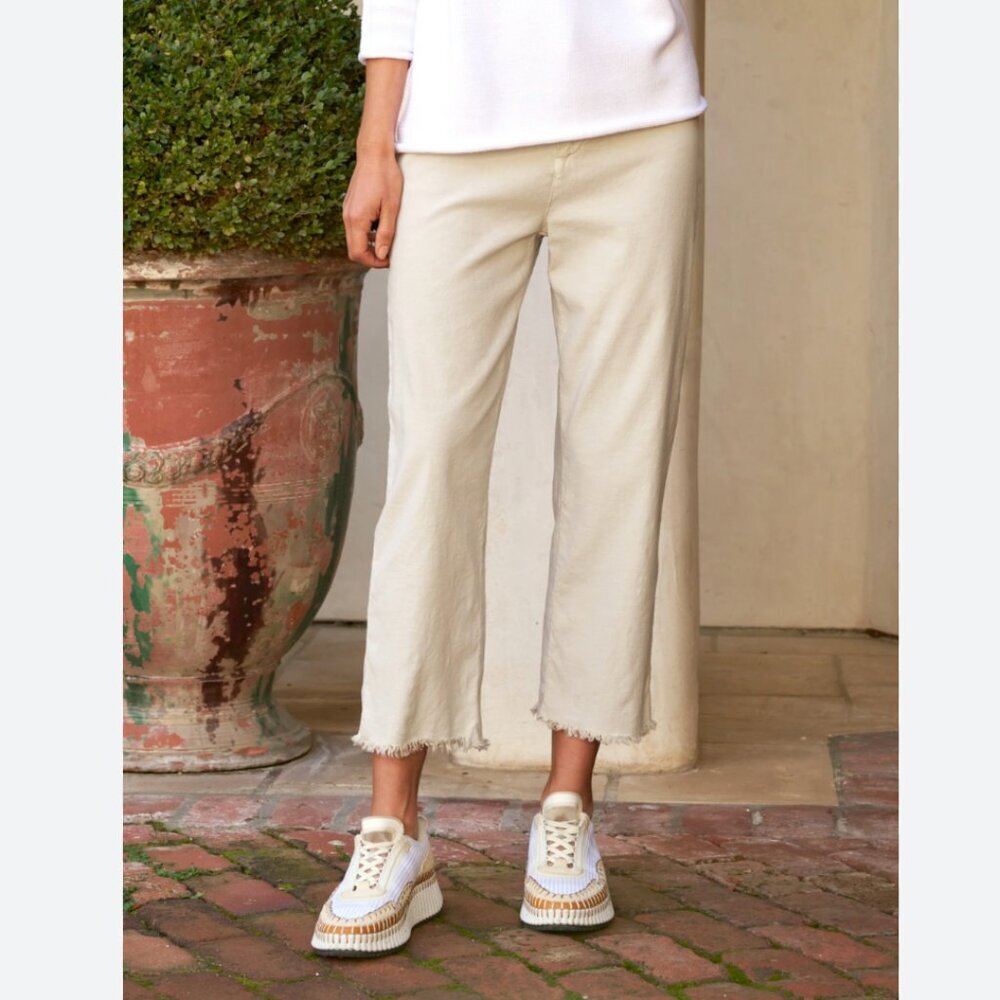 Frank & Eileen Kinsale Performance Cotton Linen Crop Pants Size: 4 Cement